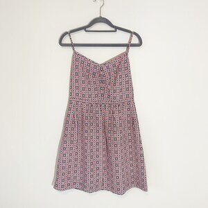 J. Crew Geometric‎ Tile Print V-Neck Mini Dress Navy Coral White Size 10